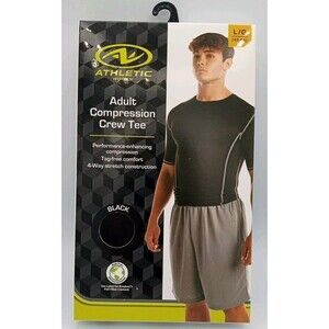 Athletic Works Compression Shirt Short Sleeve Mens Black Size L/G 42-44